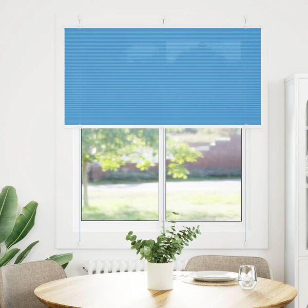 vidaXL Pleated Blind Blue 115x150 cm Fabric Width 114.4 cm Polyester