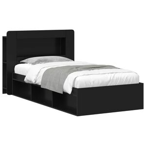 vidaXL Bed Frame with Storage Black 90 x 200 cm Engineered Wood