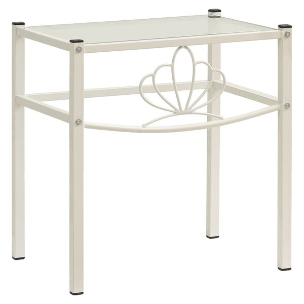 vidaXL Bedside Cabinet White&Transparent 42.5x33x44.5 cm Metal & Glass