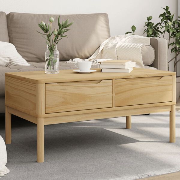 vidaXL Coffee Table FLORO Wax Brown 99x55.5x45 cm Solid Pine Wood