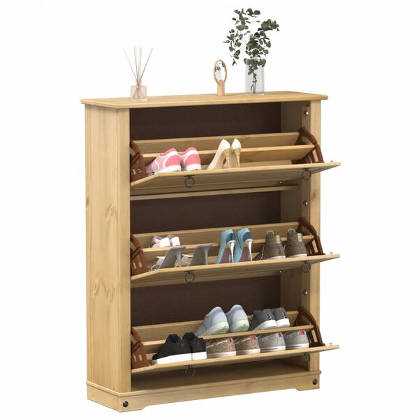 vidaXL Shoe Cabinet Corona 99x32x124.5 cm Solid Wood Pine