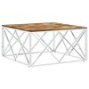 vidaXL Coffee Table Silver Stainless Steel and Solid Wood Reclaimed