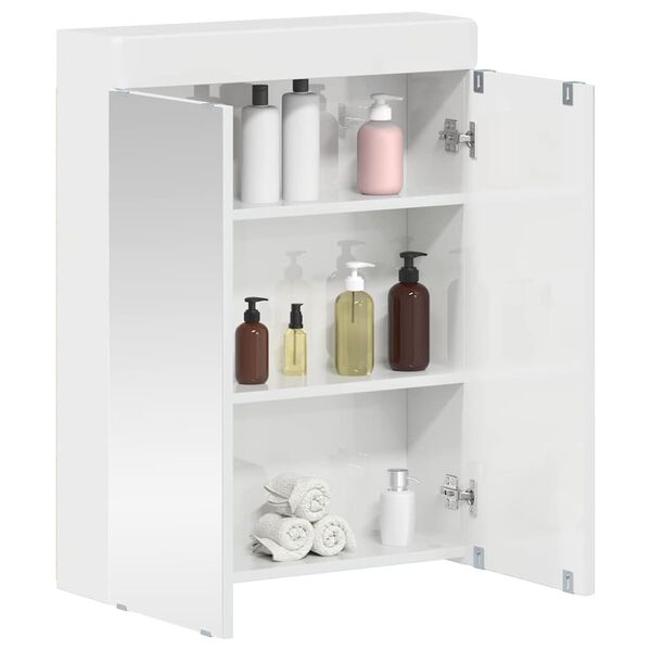vidaXL Bathroom Mirror Cabinet TULUM High Gloss White Engineered Wood