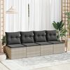 vidaXL 2 Piece Garden Sofa Set with Cushions Light Grey Poly Rattan Acacia