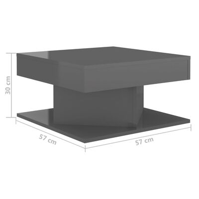 vidaXL Coffee Table High Gloss Grey 57x57x30 cm Engineered Wood