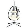 vidaXL Hanging Egg Chair with Stand Beige Rattan and Steel