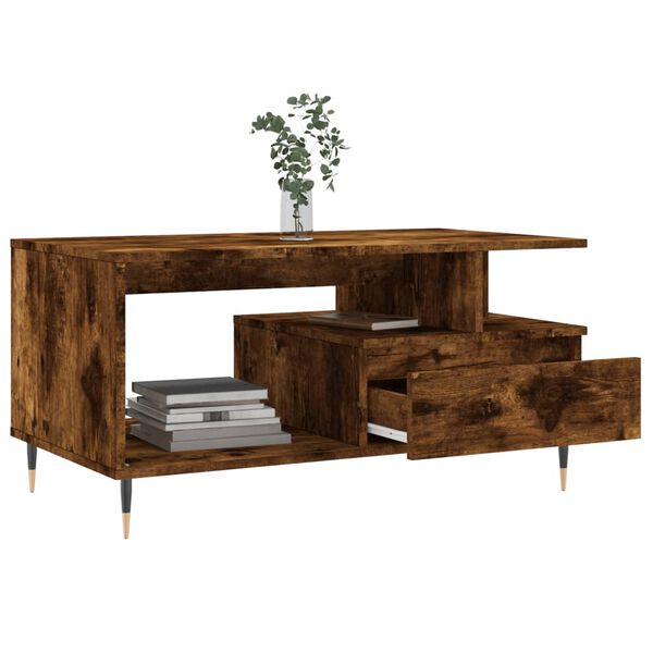 vidaXL Coffee Table Smoked Oak 90x49x45 cm Engineered Wood