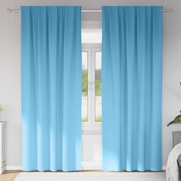vidaXL Blackout Curtains with Rings 2 pcs Light Blue 260 x 140 cm