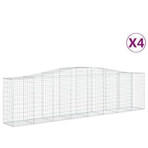 vidaXL Arched Gabion Baskets 4 pcs 400x50x100/120 cm Galvanised Iron
