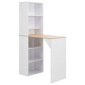 vidaXL Bar Table | White, Natural | Engineered wood | 115 x 59 x 200 cm