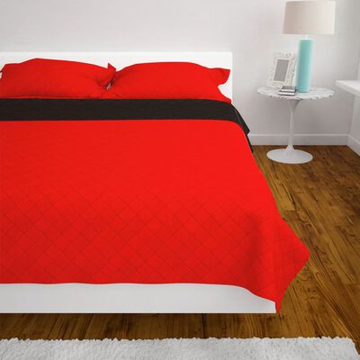 vidaXL Double-sided Quilted Bedspread Red and Black 230x260 cm