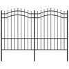 vidaXL Garden Fence with Spear Top Black 240x150 cm Powder-coated Steel