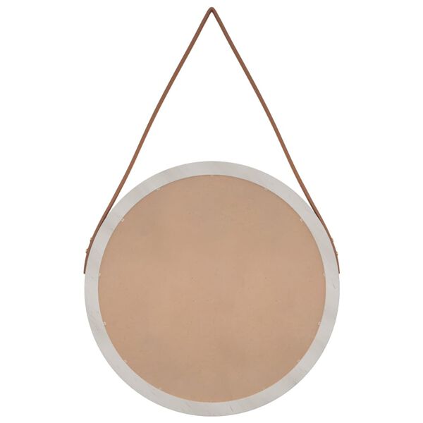 vidaXL Wall Mirror with Strap White &Oslash; 45 cm