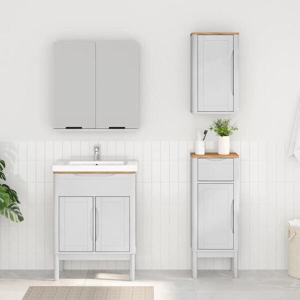 vidaXL Bathroom Furniture Set FLORO 3 pcs White Solid Pine Wood