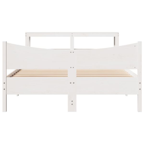 vidaXL Bed Frame with Headboard White 140x200 cm Solid Wood Pine