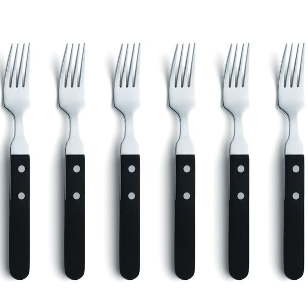 Amefa Steak Fork Set 6pcs Silver and Black