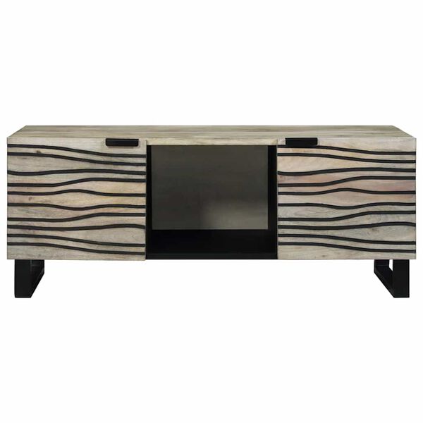vidaXL Coffee Table Beige and Black 100 x 54 x 40 cm Solid Acacia wood