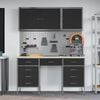 vidaXL Work Cabinet with Drawer 8 pcs Black Engineered Wood and Steel