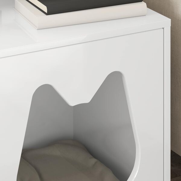 vidaXL Cat House Gloss White 42.5 x 40 x 53.5 cm Engineered Wood