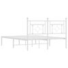 vidaXL Metal Bed Frame without Mattress with Headboard White 135x190cm