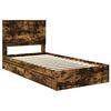 vidaXL Storage Bed with Drawer Smoked Oak 100 x 200 cm Engineered Wood