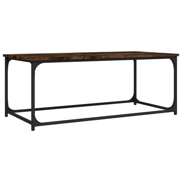 vidaXL Coffee Table Smoked Oak 102x50x40 cm Engineered Wood and Iron