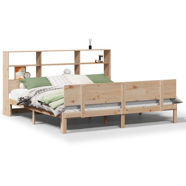 vidaXL Bookcase Bed without Mattress 200x200cm Solid Wood Pine