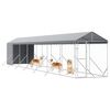vidaXL Outdoor Dog Kennel with Roof Silver 2x14x2.5 m Galvanised Steel