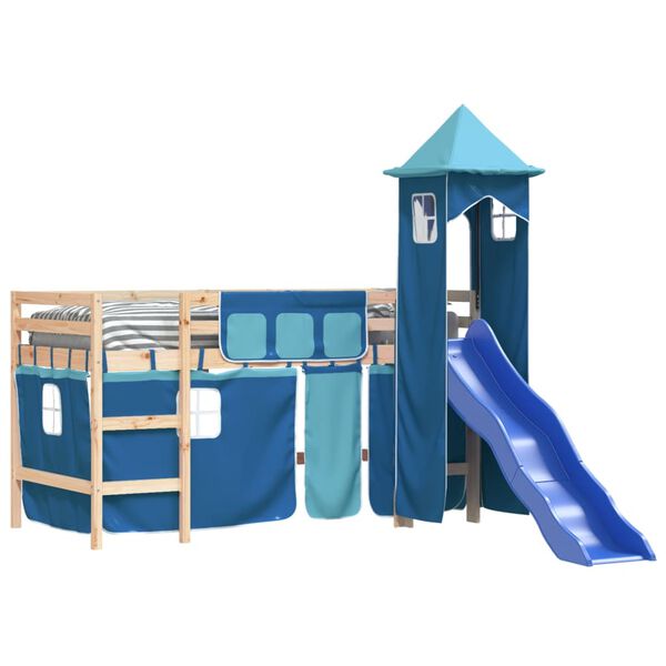 vidaXL Kids' Loft Bed with Tower without Mattress Blue 80x200 cm