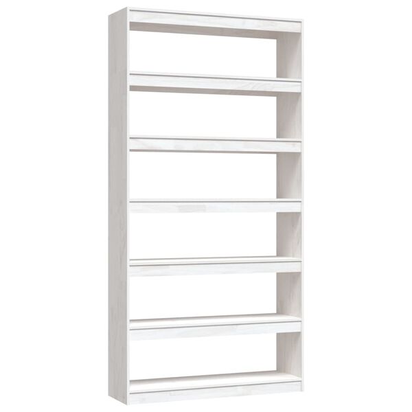 vidaXL Book Cabinet/Room Divider White 100x30x200 cm Solid Pinewood