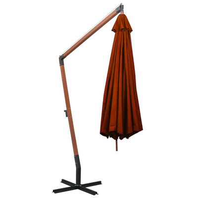 vidaXL Hanging Parasol with Pole Terracotta 3.5x2.9 m Solid Fir Wood