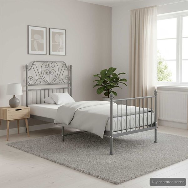 vidaXL Bed Frame without Mattress Grey Metal 90x200 cm