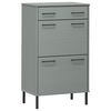 vidaXL Shoe Rack with Metal Legs Grey Solid Wood Pine OSLO