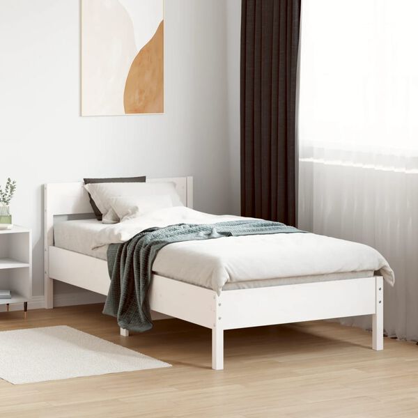 vidaXL Bed Frame without Mattress White 90x190 cm Single Solid Wood Pine