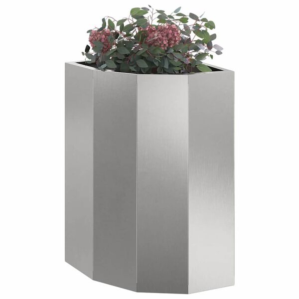 vidaXL Corner Planter Silver 30 x 30 x 50 cm Stainless steel