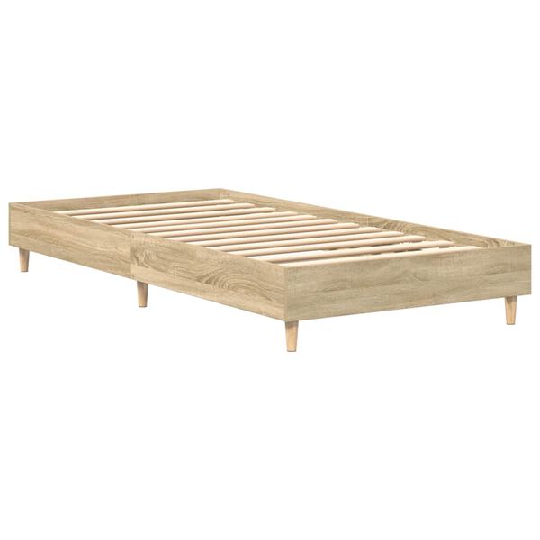 vidaXL Bed Frame No Mattress Sonoma Oak 90x190 cm Single Engineered Wood