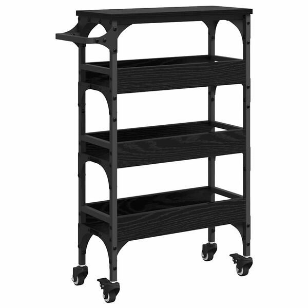 vidaXL Kitchen Trolley Black Oak 53 x 20 x 76 cm Engineered Wood