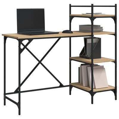 vidaXL Computer Desk with Shelves Sonoma Oak 120x47x109 cm