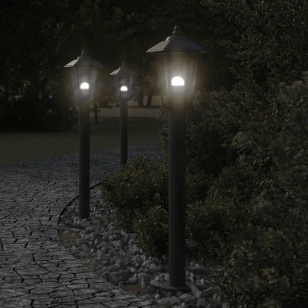 vidaXL Outdoor Floor Lamps 3pcs Black 80 cm Stainless Steel
