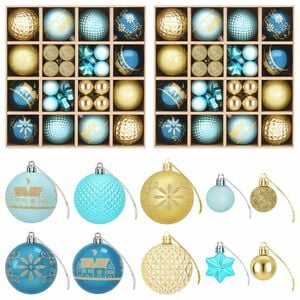 vidaXL Christmas Ball Set 88 pcs Dark Blue, Light Blue and Gold &Oslash; 6 cm