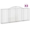 vidaXL Arched Gabion Baskets 3 pcs 300x30x120/140 cm Galvanised Iron