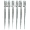 vidaXL Ground Spikes 6 pcs Silver 7x7x75 cm Galvanised Steel