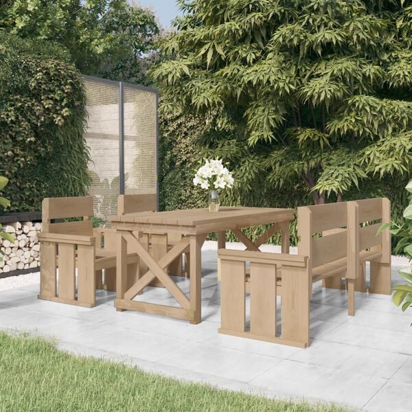 vidaXL 4 Piece Garden Dining Set Impregnated Solid Wood Pine