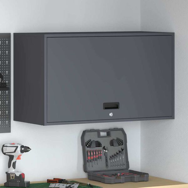 vidaXL Wall Cabinet for Garage with Gas-lift Door Anthracite