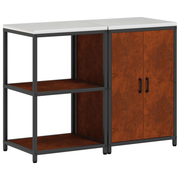 vidaXL Kitchen Storage Set with Shelf 2 pcs Rusty Weathering Steel