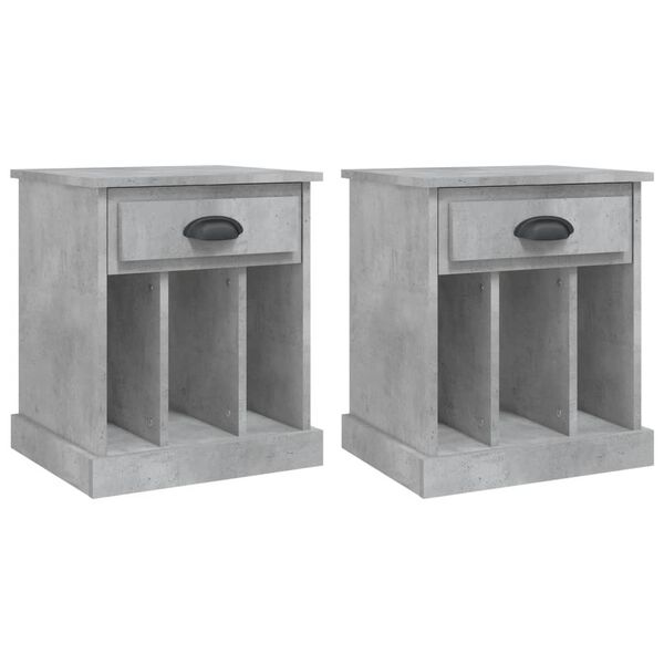vidaXL Bedside Cabinets 2 pcs Concrete Grey 43x36x50 cm