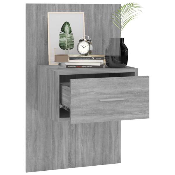 vidaXL Wall-mounted Bedside Cabinets 2 pcs Grey Sonoma