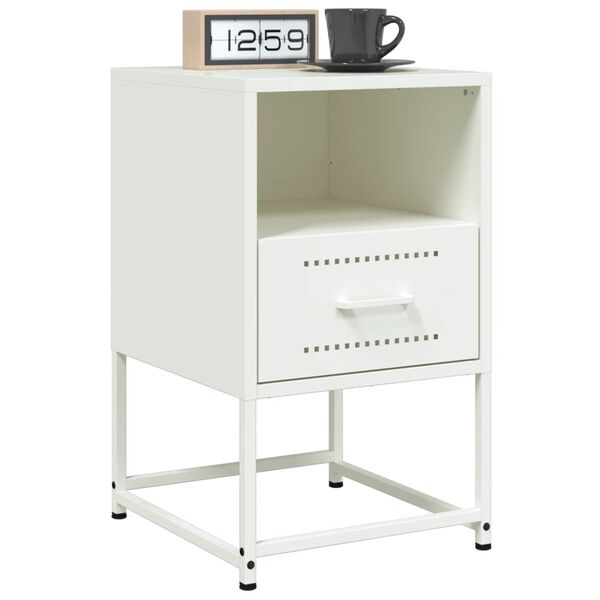 vidaXL Bedside Cabinets 2 pcs White 36x39x60.5 cm Steel