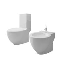 White Ceramic Toilet & Bidet Set