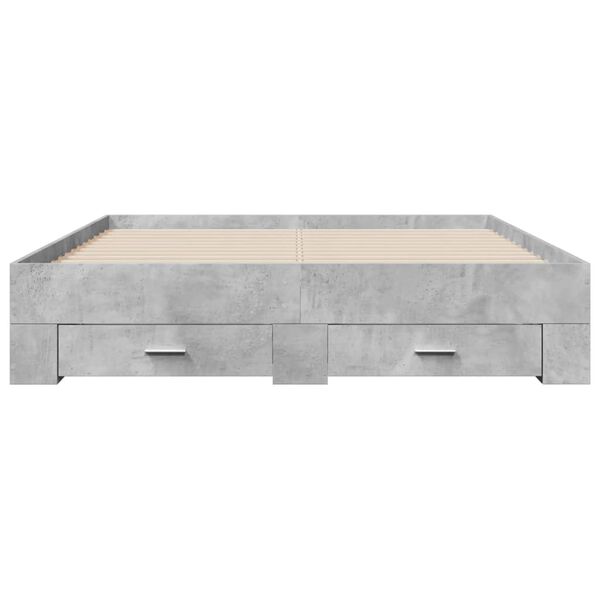 vidaXL Bed Frame with Drawers without Mattress Concrete Grey 140x200 cm